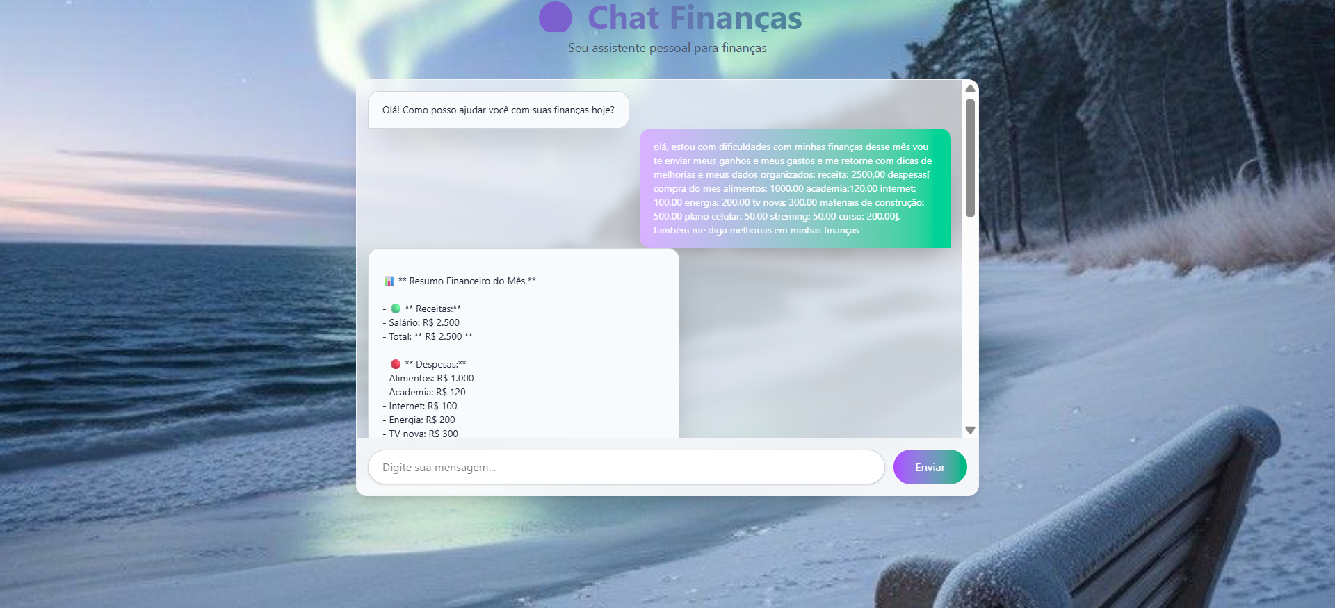 Imagem do projeto Chat Finanças